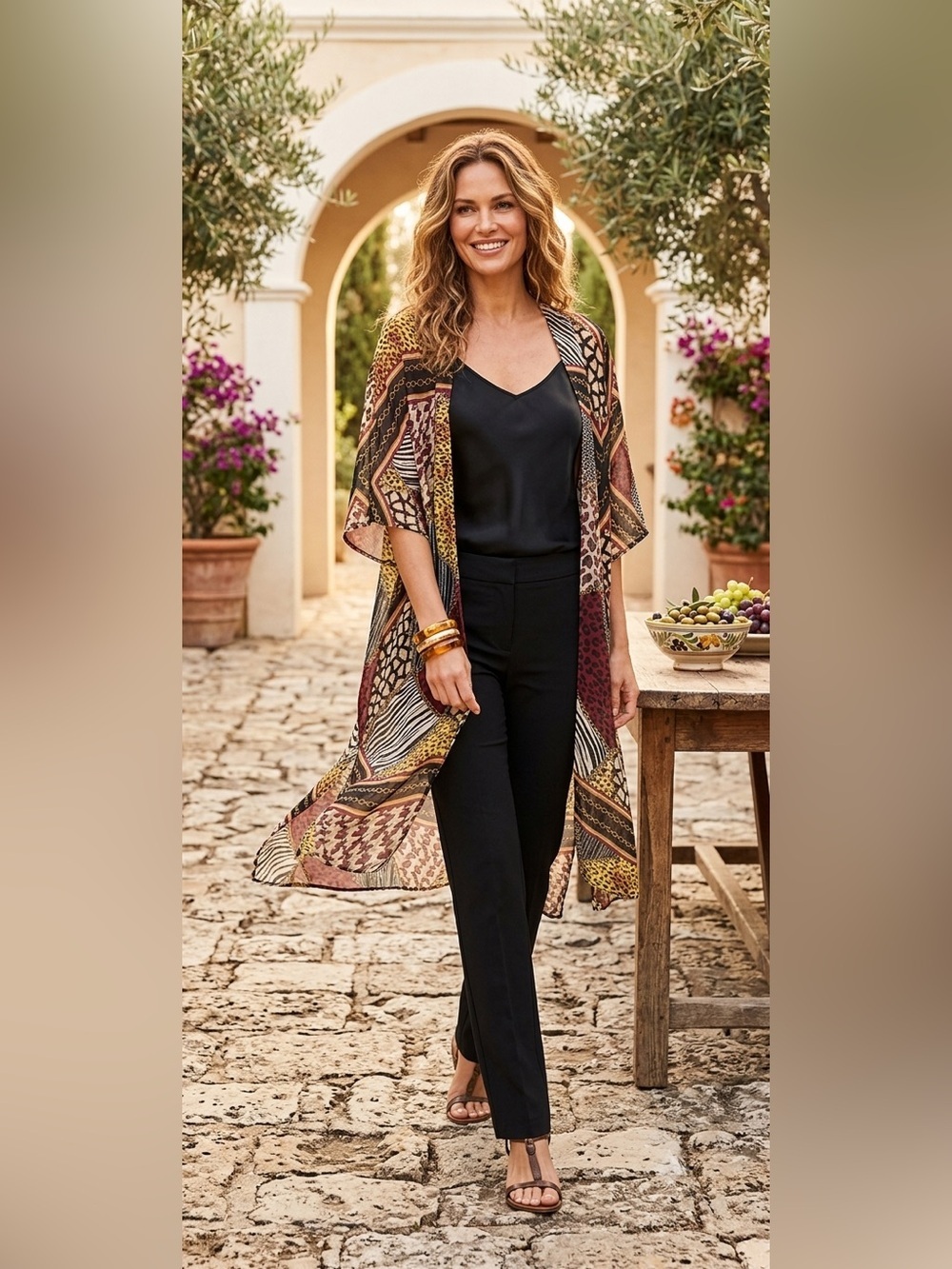 Truth NYC Sz Medium Sheer Duster Kimono Open Front Lightweight Kaftan Maximalist